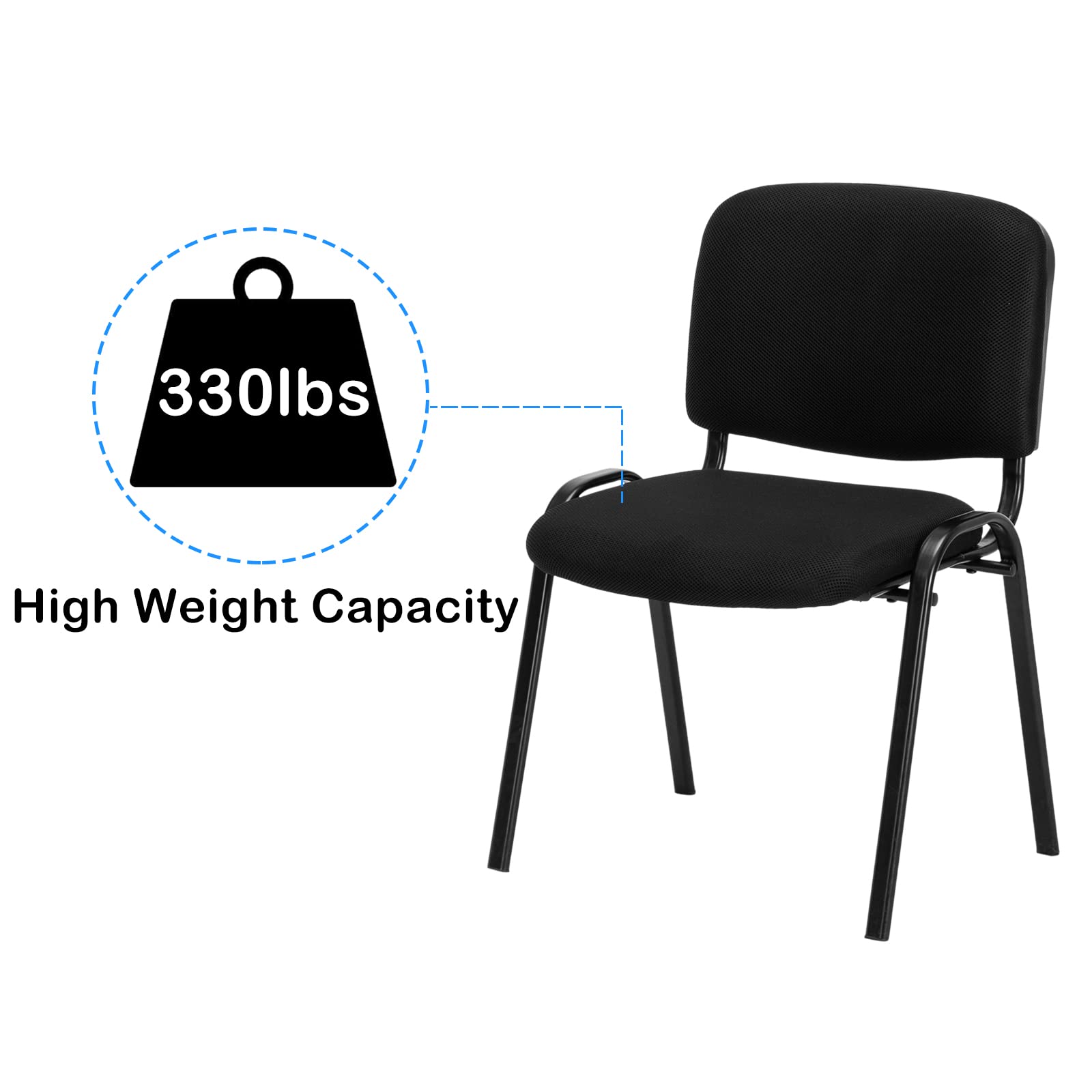 Office Fabric Mesh Stacking Chairs Armless Black