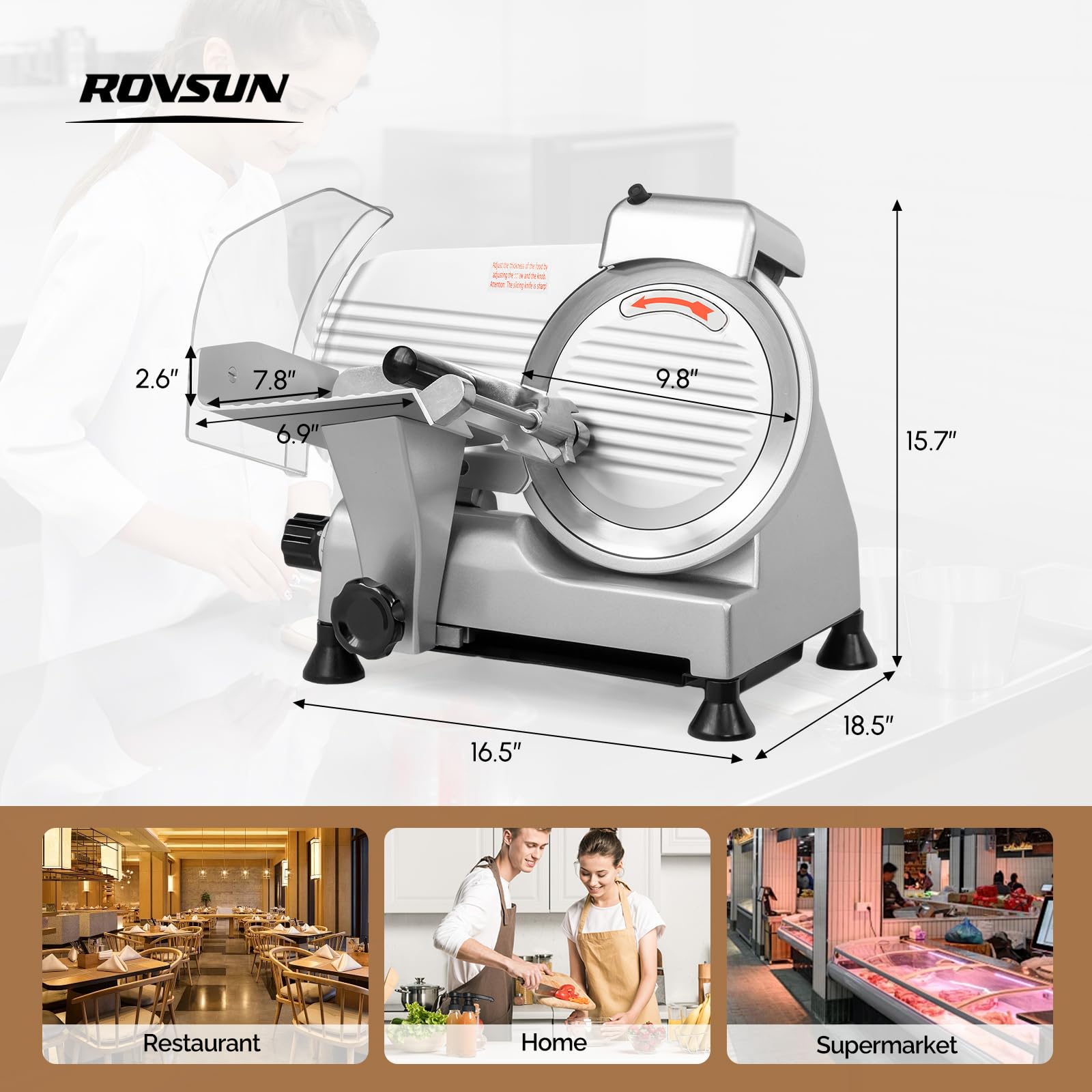 ROVSUN 10" 240W 110V Manual Commercial Meat Slicer Machine