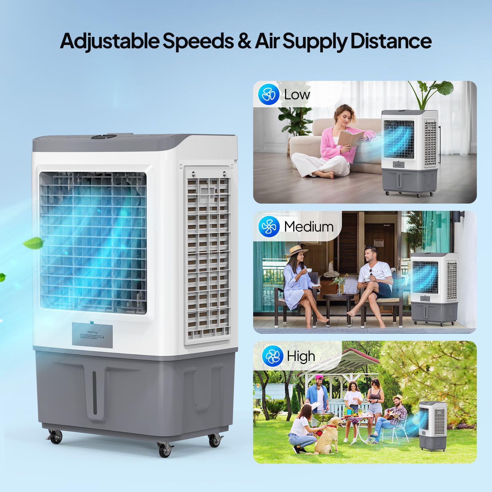 15.8Gal/60L Portable Evaporative Air Cooler with Remote Control