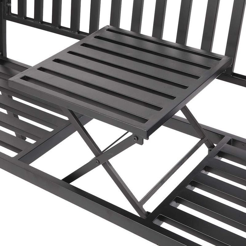 59 Inch Outdoor Bench Metal with Built in Table