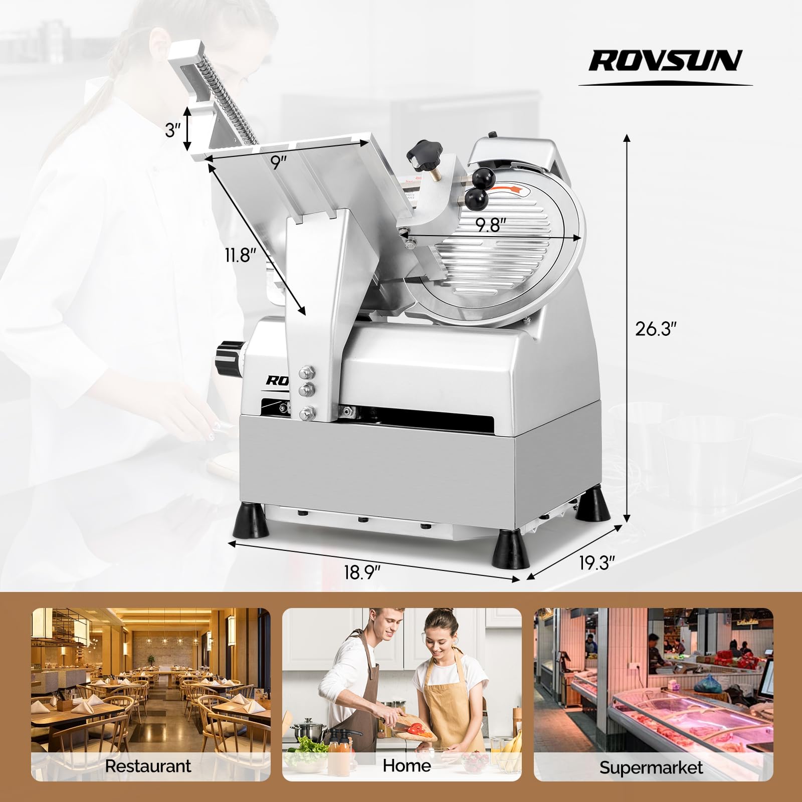 ROVSUN 10" 540W 110V Automatic Commercial Meat Slicer Machine