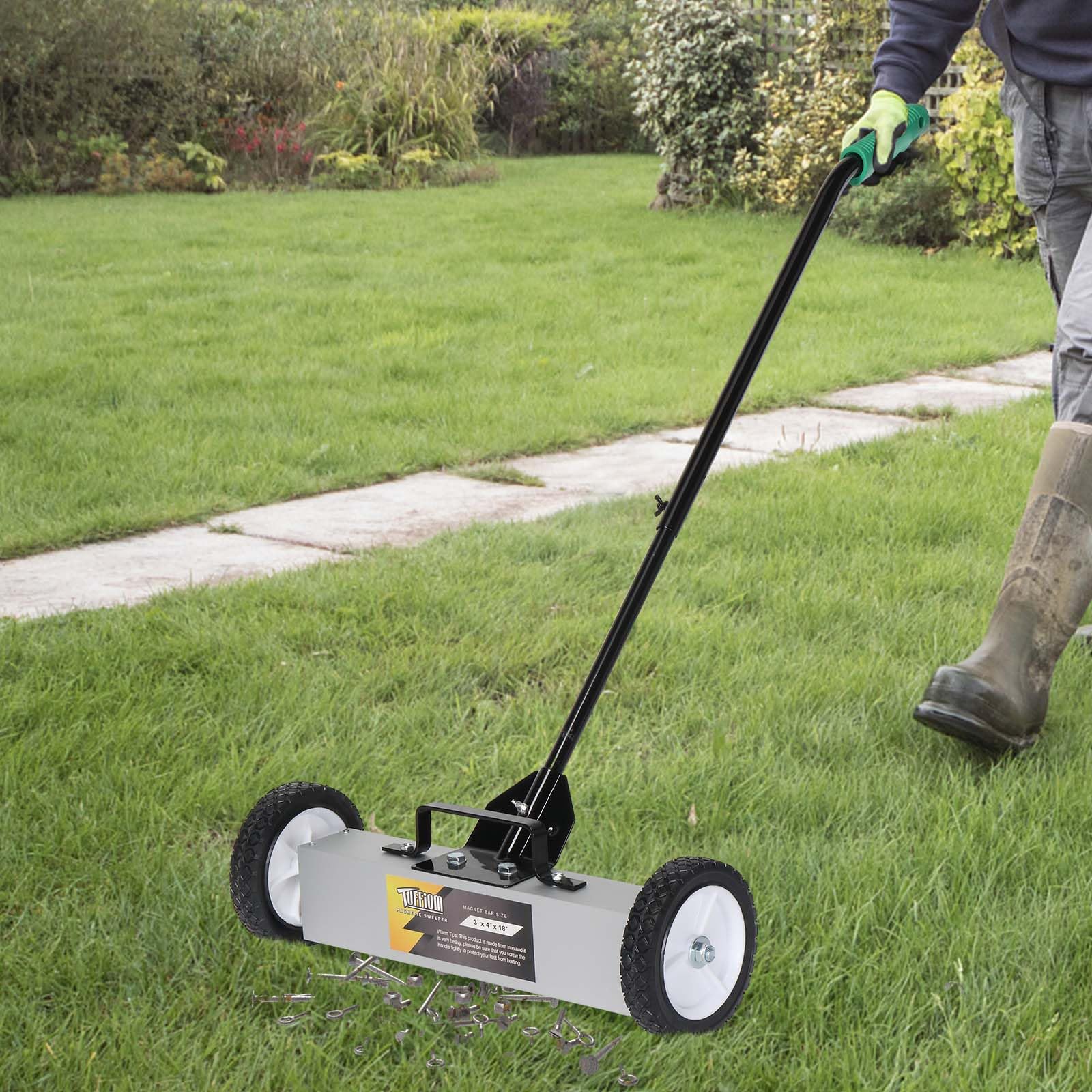 36" 55 LBS Capacity Rolling Magnetic Sweeper Floor Pickup with Release