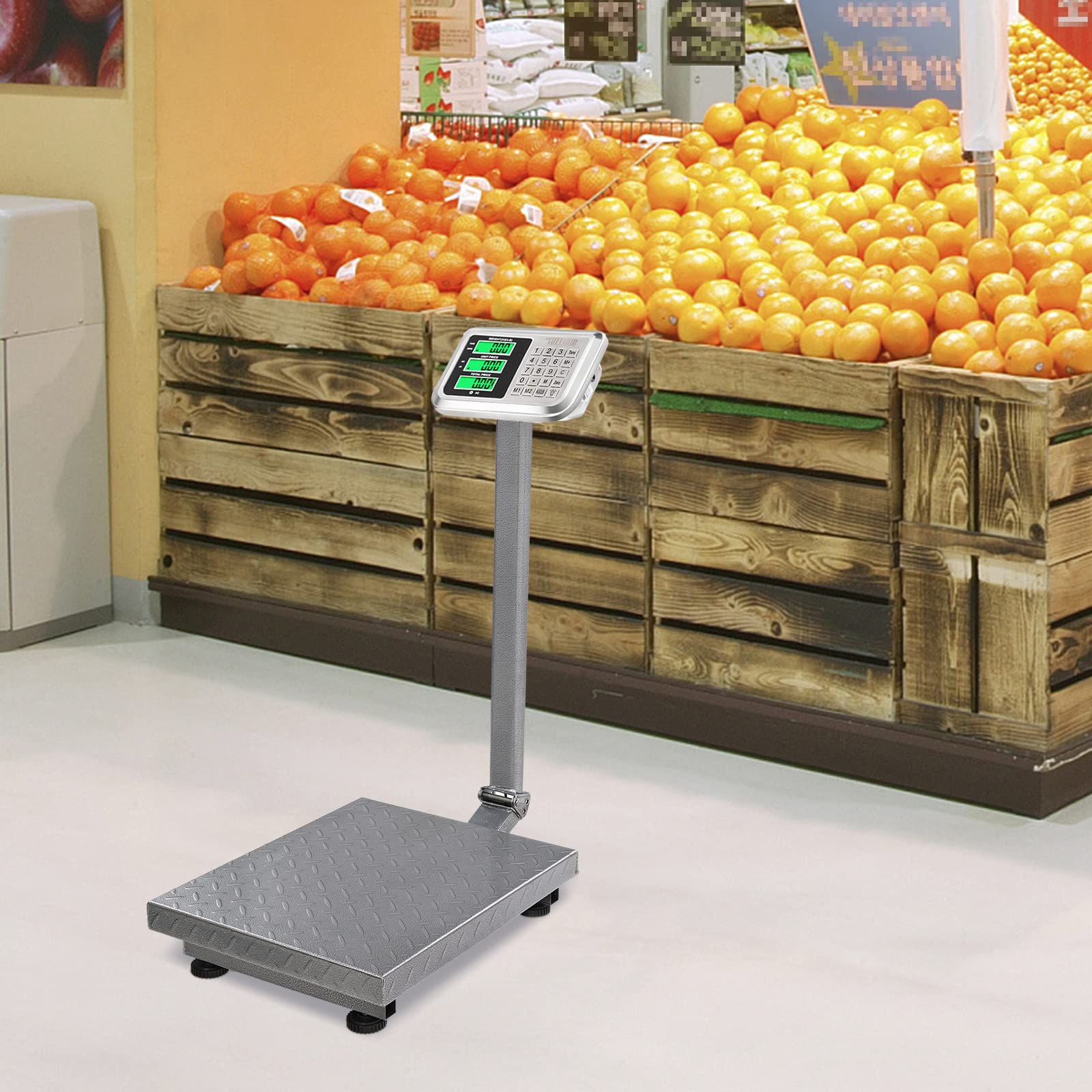 661 LBS Weight Heavy Duty Electronic Platform Scale with LCD Display Grey