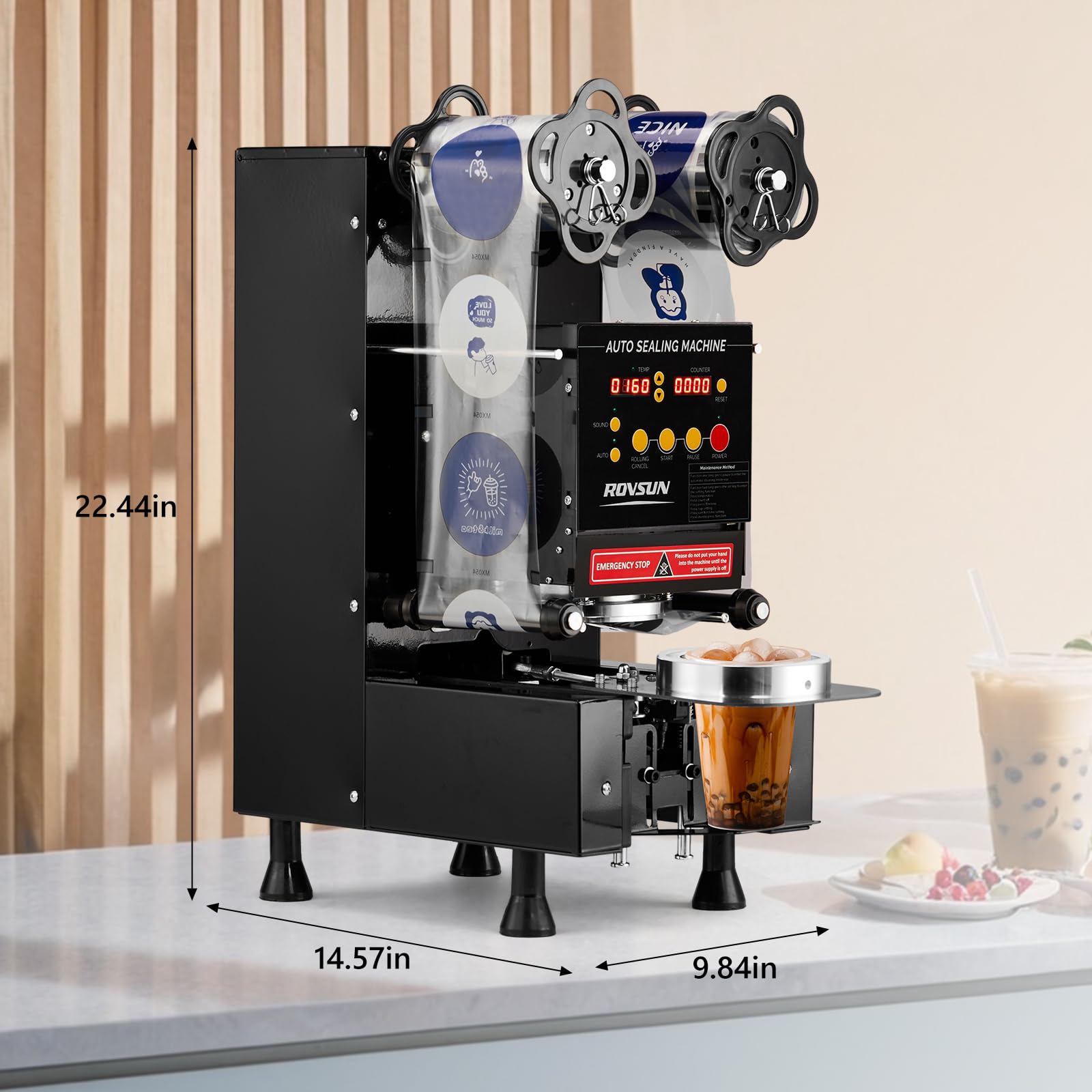 ROVSUN 350W 110V Automatic Cup Sealing Machine Black