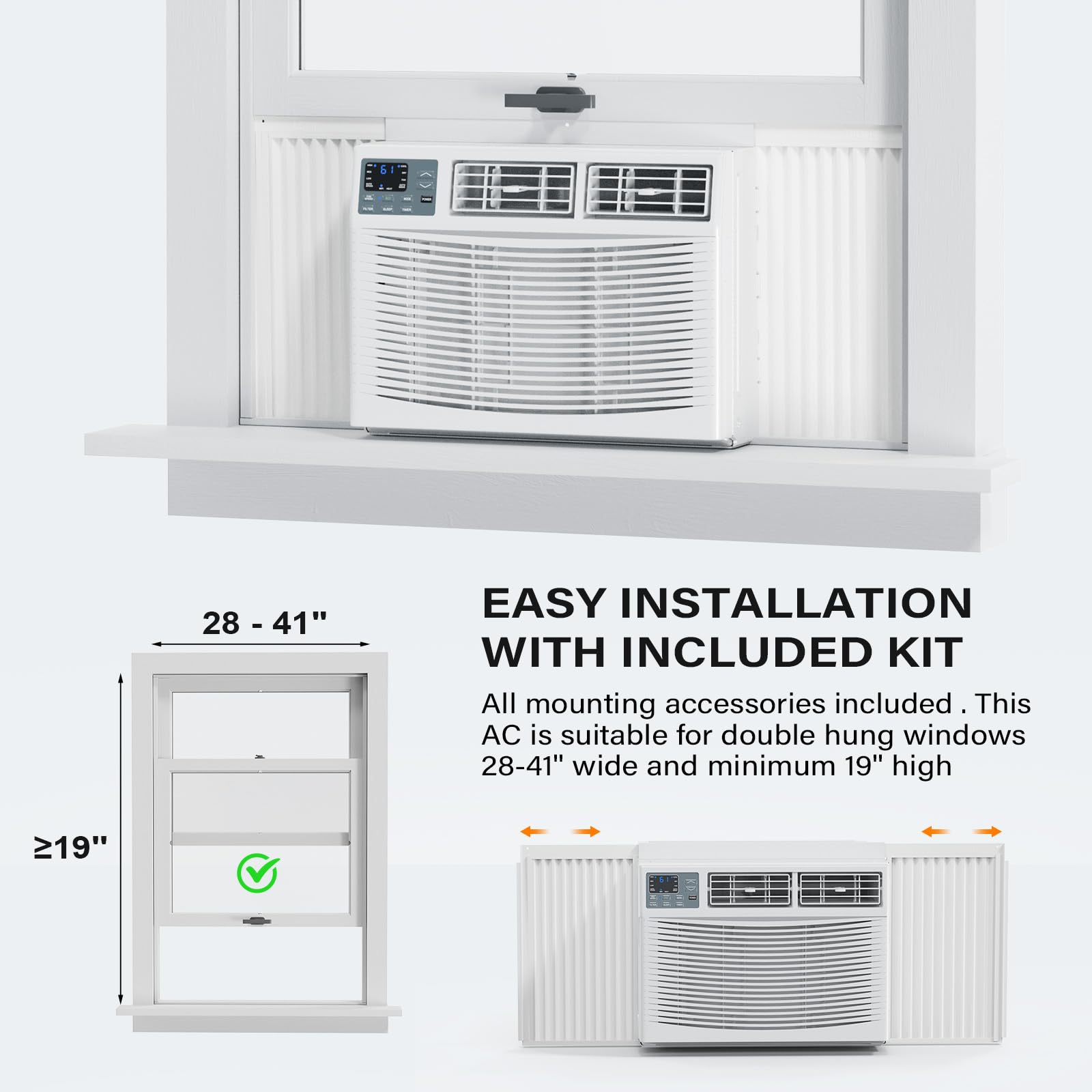 ROVSUN 18,000 BTU 230V Window Air Conditioner with Heat & Wifi/APP & Install Kit