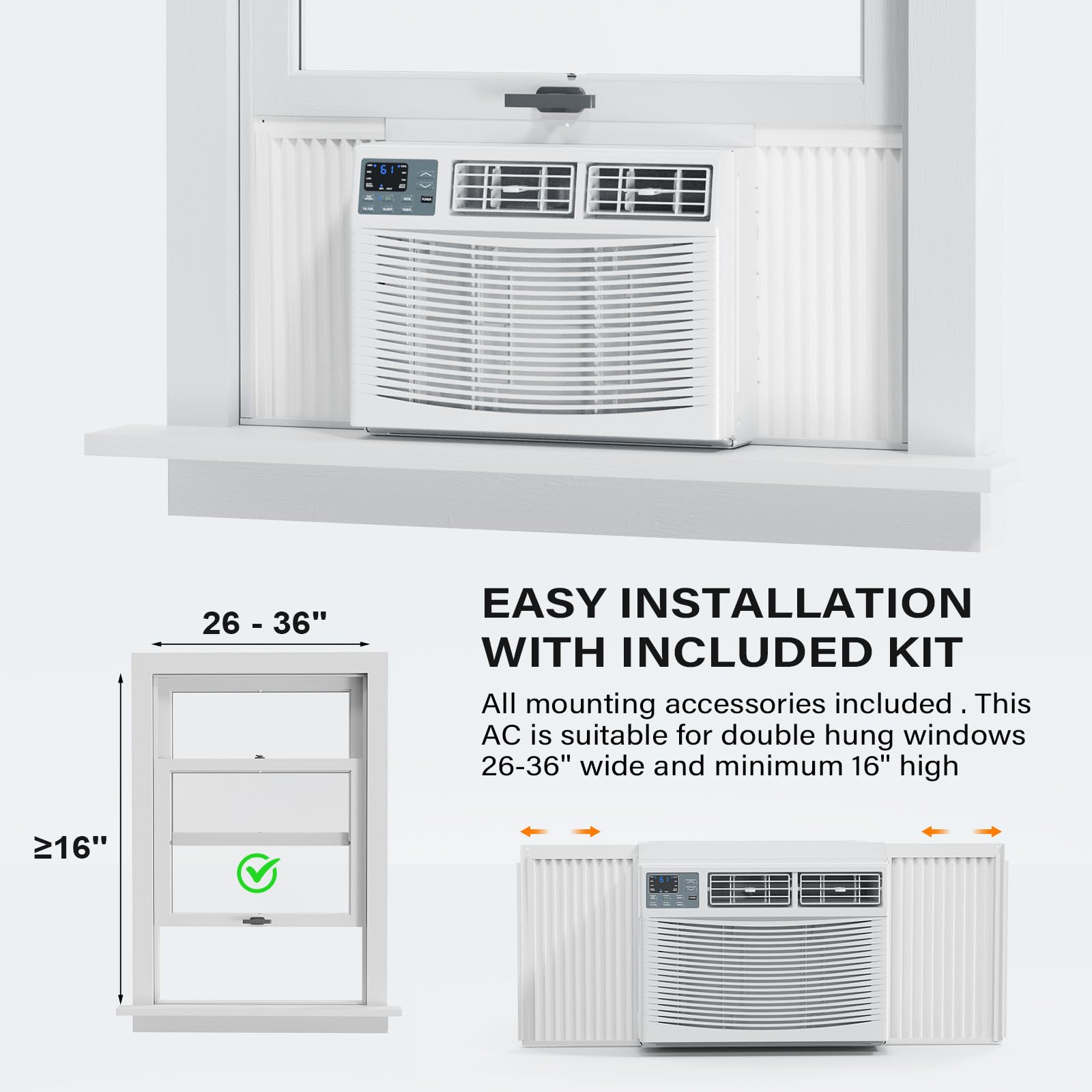 ROVSUN 8000 BTU 115V Window Air Conditioner with Heat & Wifi Remote App Control & Install Kit