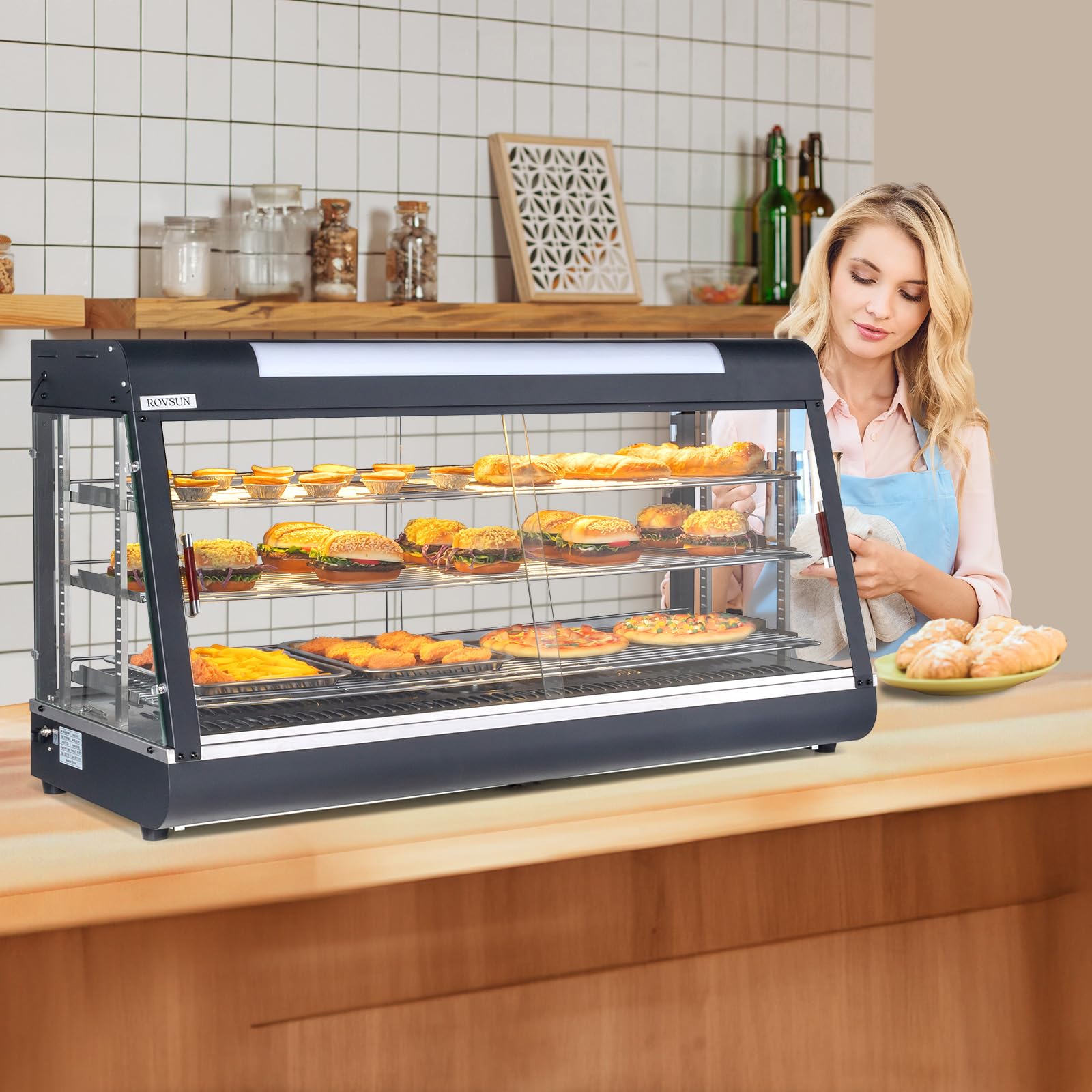 ROVSUN 3-Tier 48 Inch 1800W 110V Hot Food Warmer Display Case Countertop