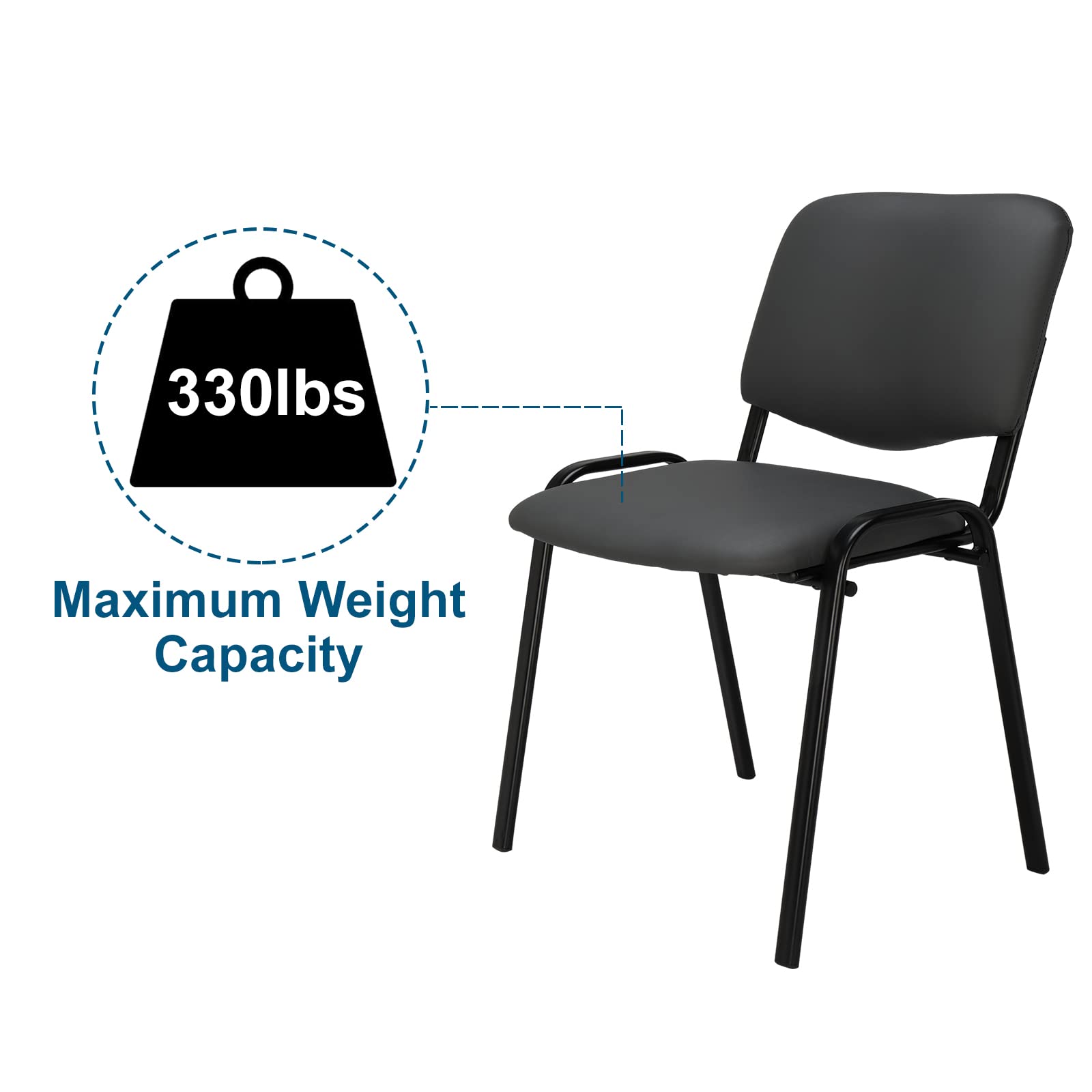 Office PU Stacking Chairs Armless Grey