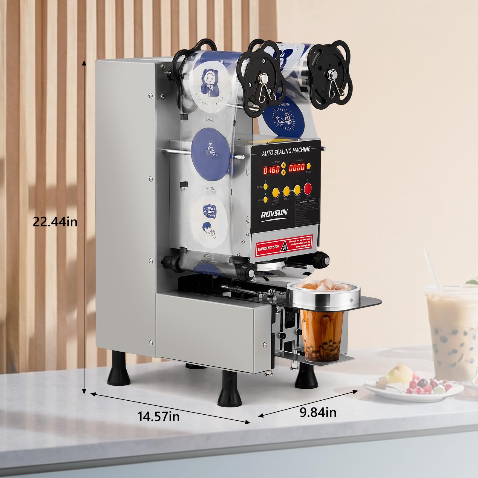 ROVSUN 350W 110V Automatic Cup Sealing Machine Silver