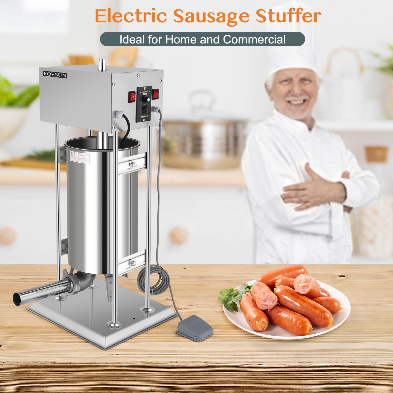 ROVSUN 44 lb. Electric Sausage Stuffer Maker with 5 Stuffing Tubes