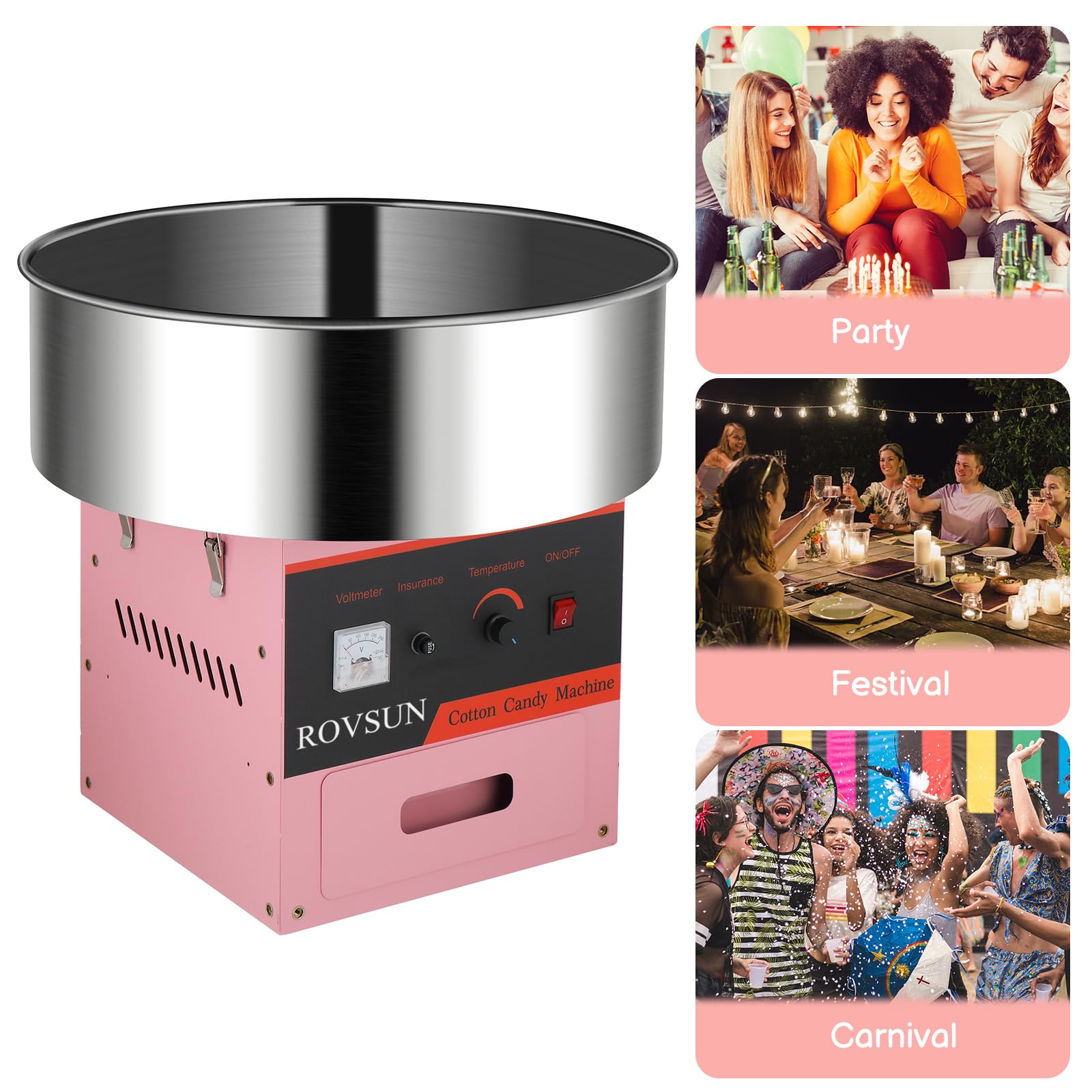 ROVSUN 21" 980W 110V Cotton Candy Machine Pink