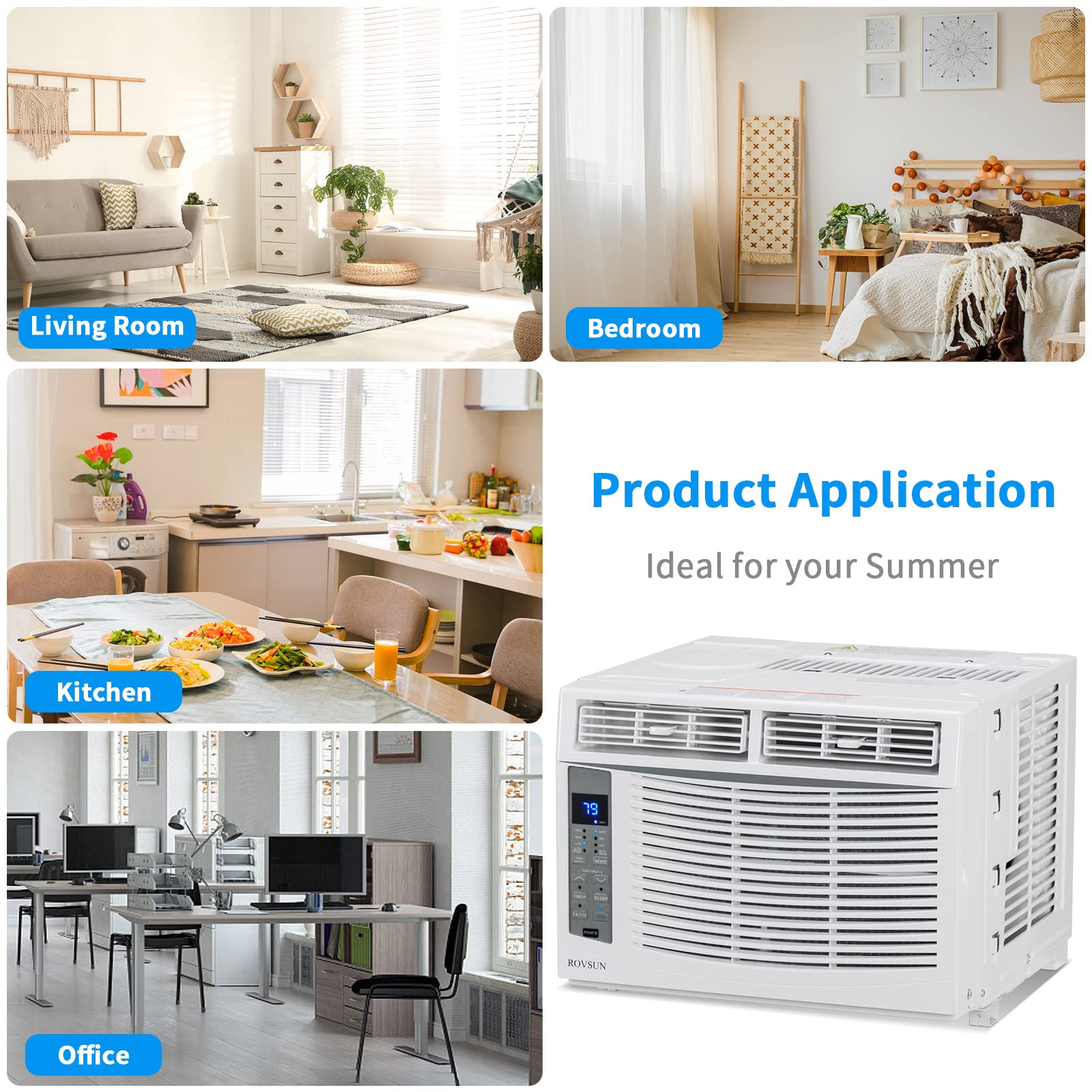 ROVSUN 6000 BTU 115V Window Air Conditioner with Wifi Remote App Control & Install Kit