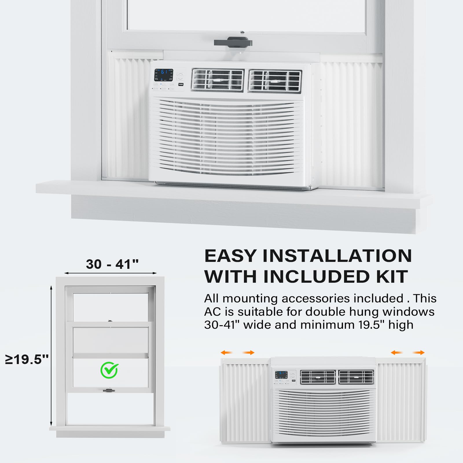 ROVSUN 23,200 BTU 230V Window Air Conditioner with Heat & Wifi Remote App Control & Install Kit