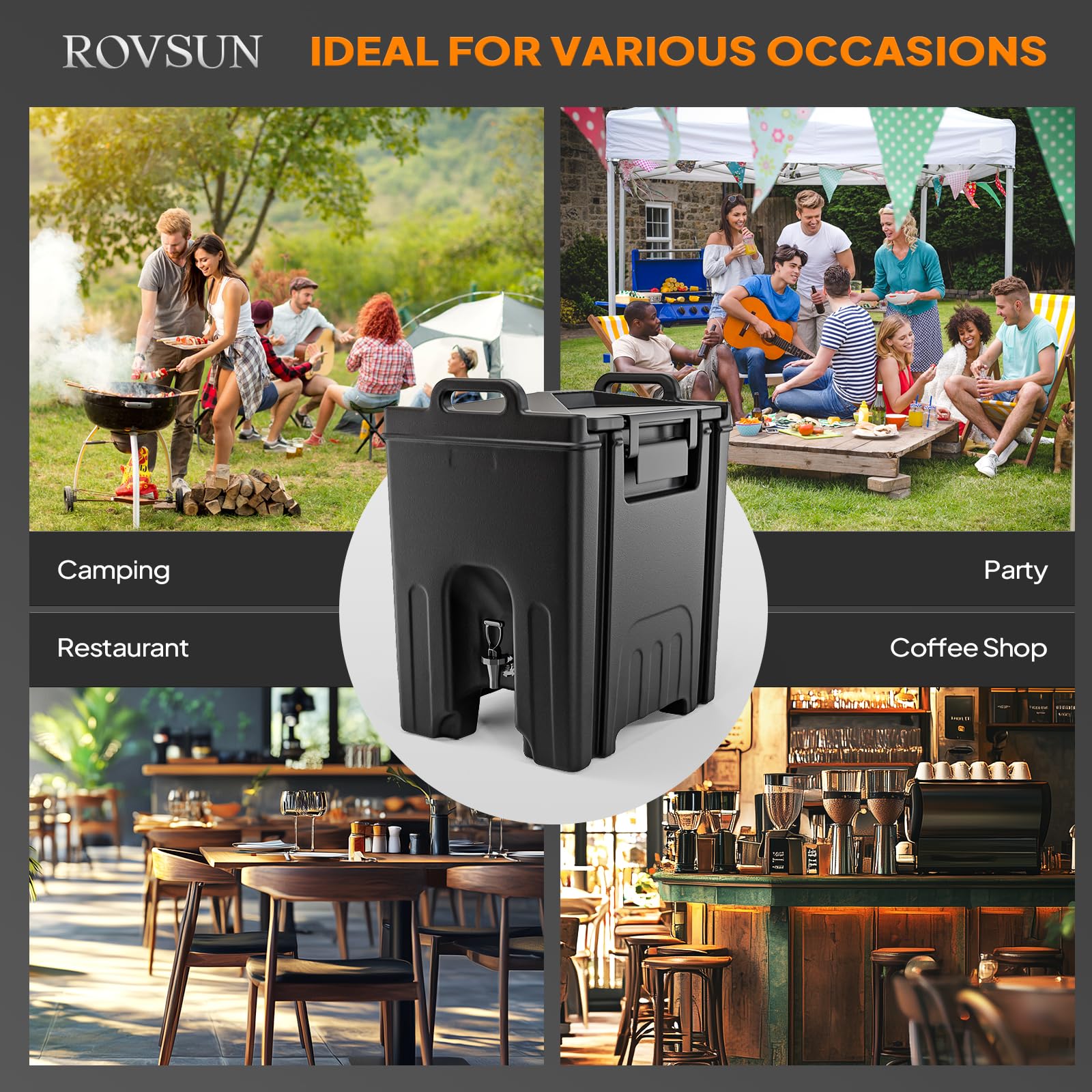 ROVSUN 12 Gallon Insulated Beverage Dispenser with 50 Cups