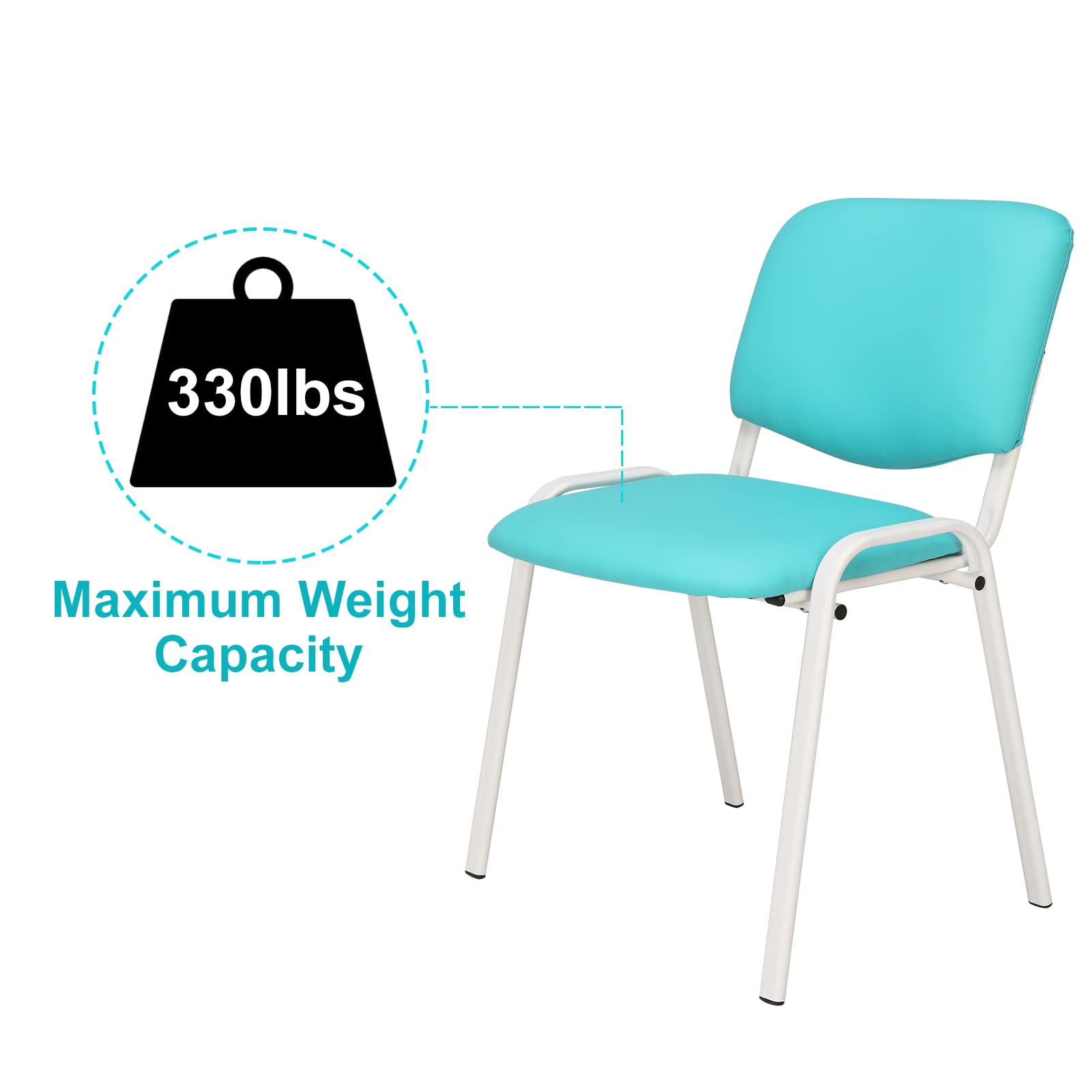 Office PU Stacking Chairs Armless Blue