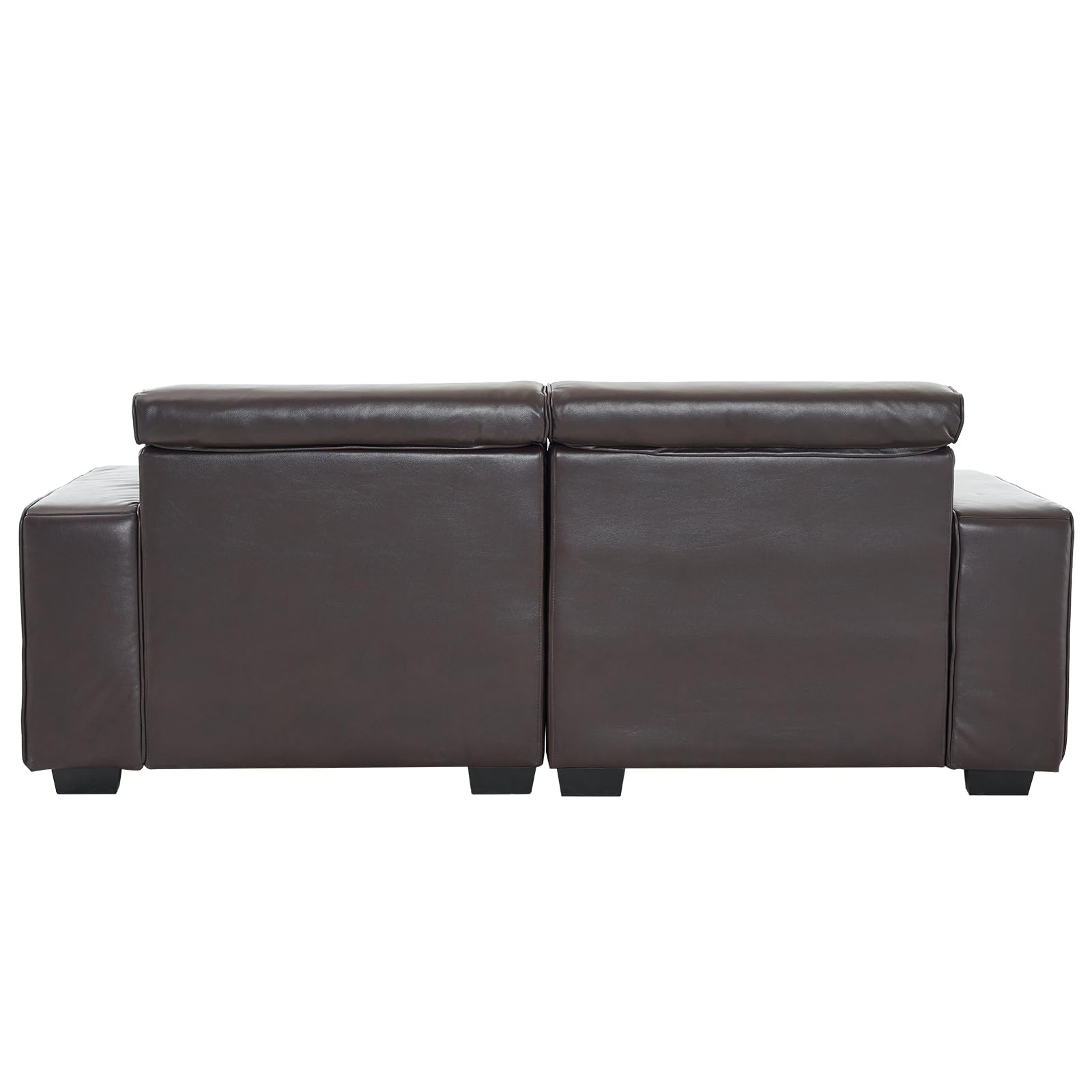 83 Inch 2 Seater Waiting Sofa with Adjustable Headrest PU Leather Brown