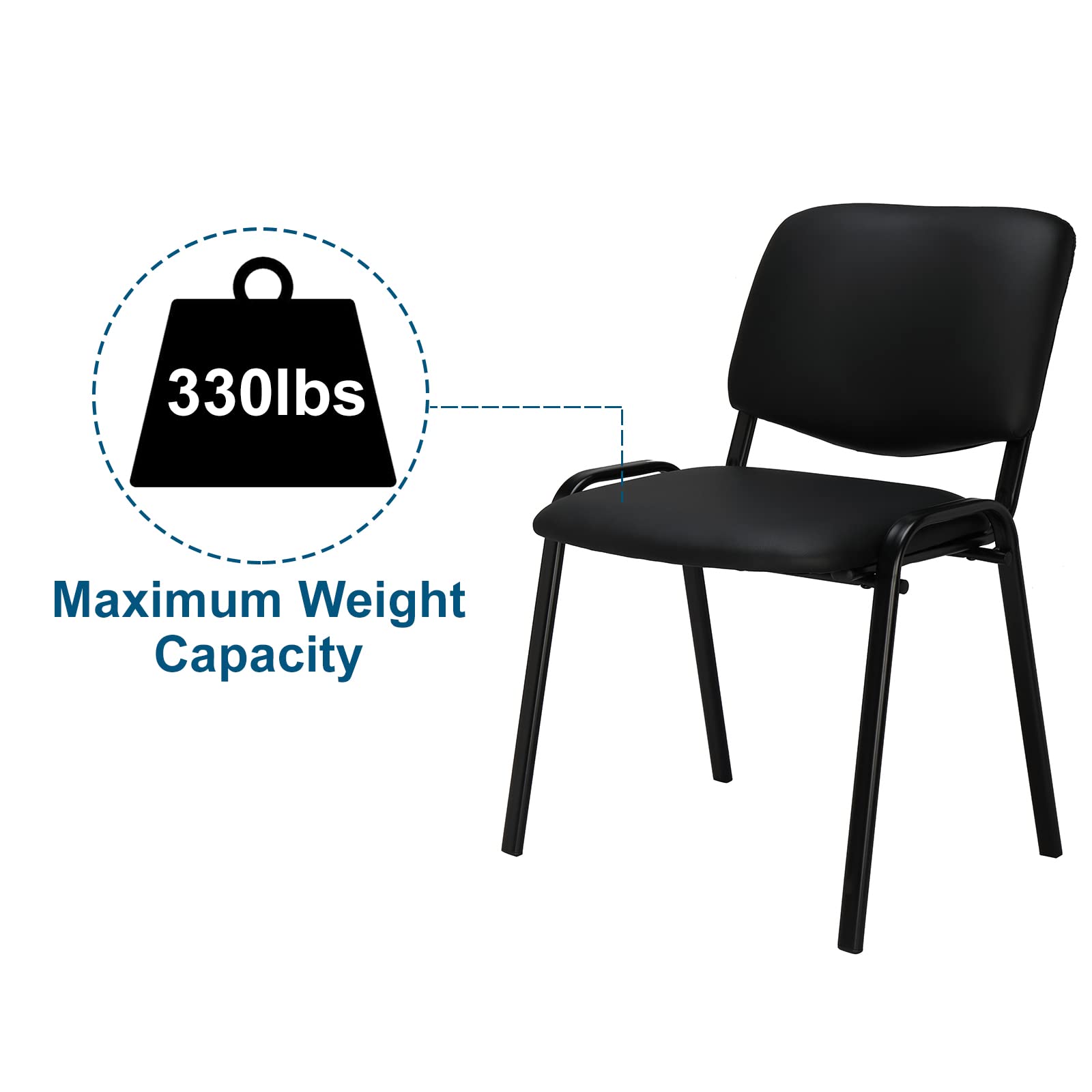 Office PU Stacking Chairs Armless Black