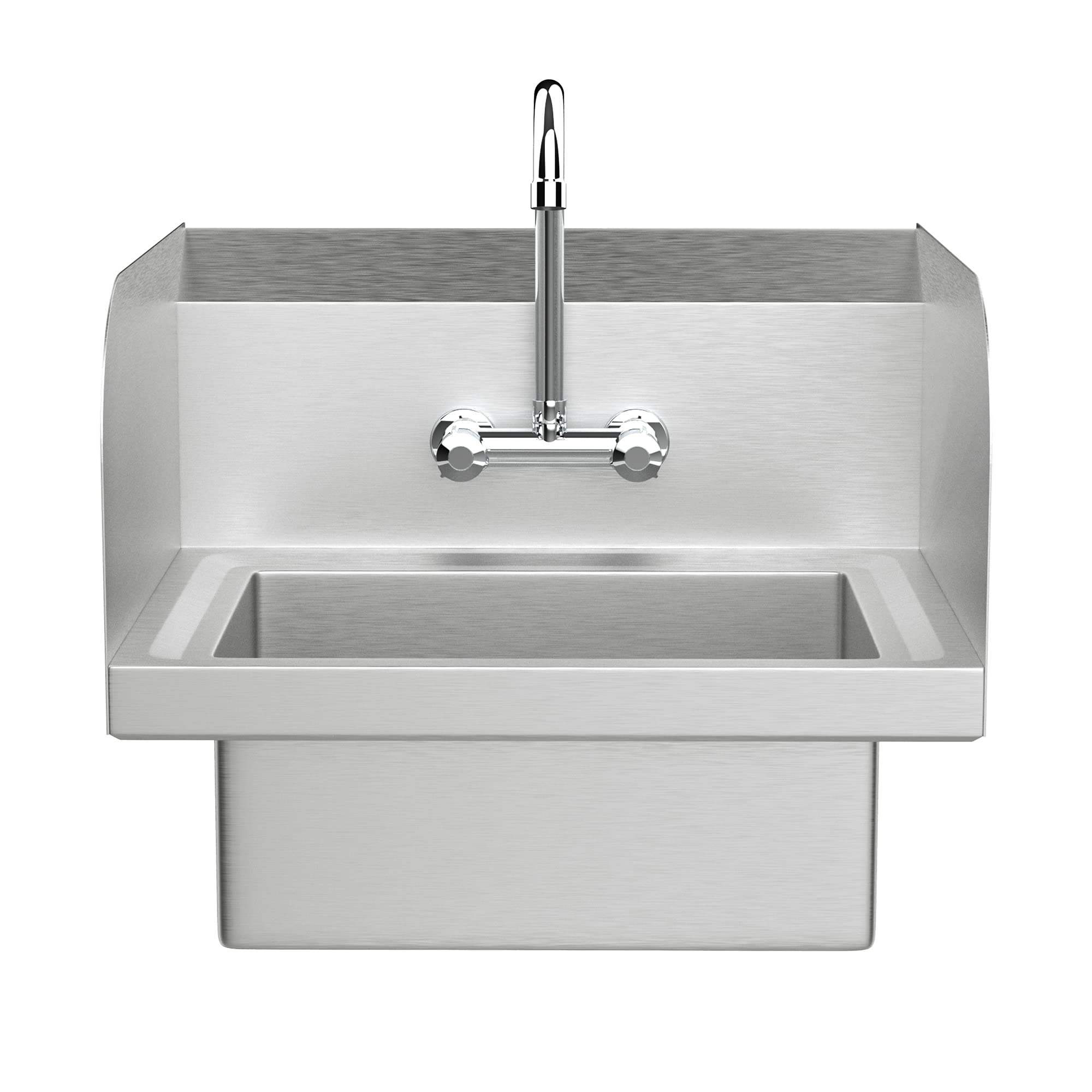 ROVSUN Wall Mount Stainless Steel Hand Wash Sink with Faucet & Sidesplashes