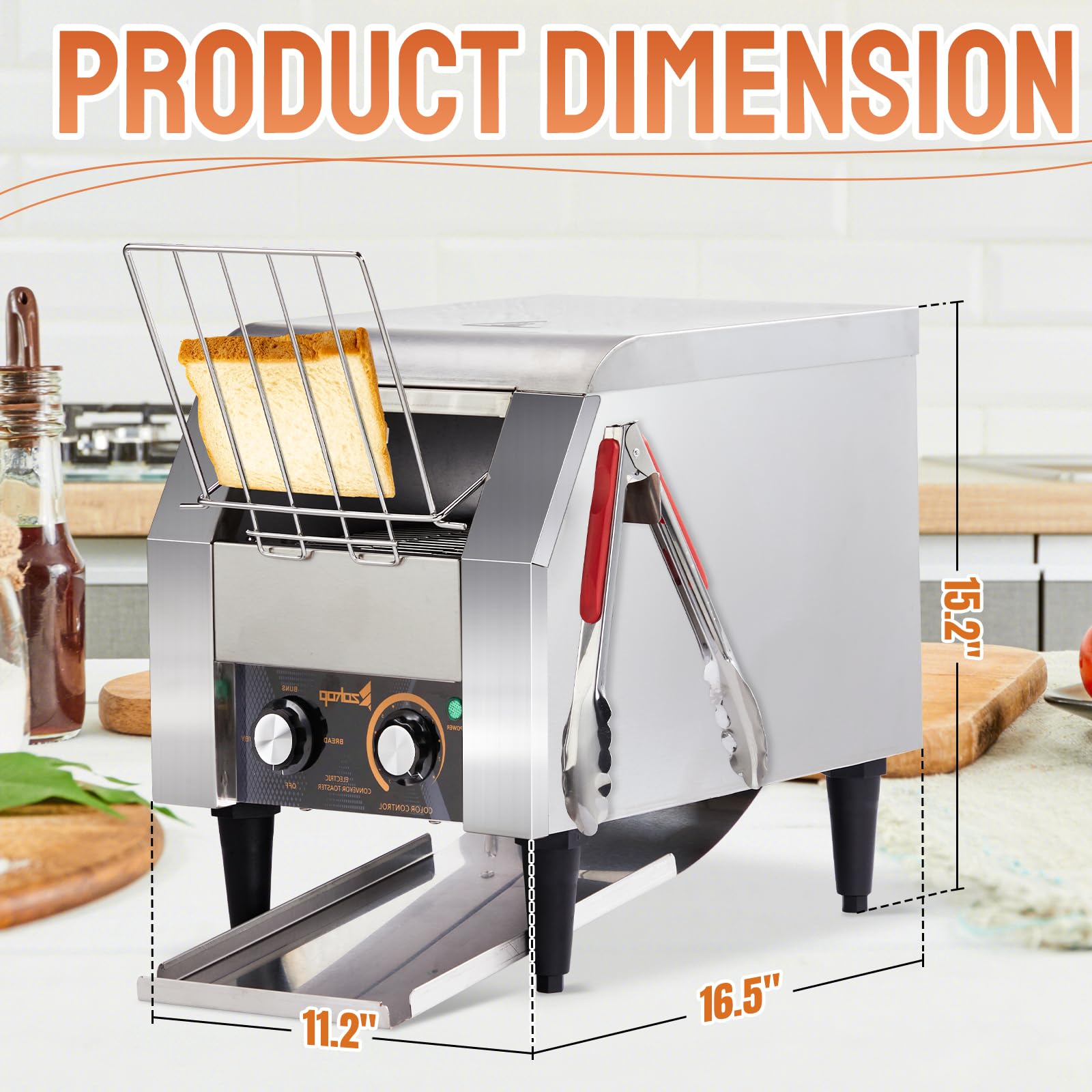 11.2" 1300W 110V Commercial Conveyor Toaster with 150 Slices/Hour