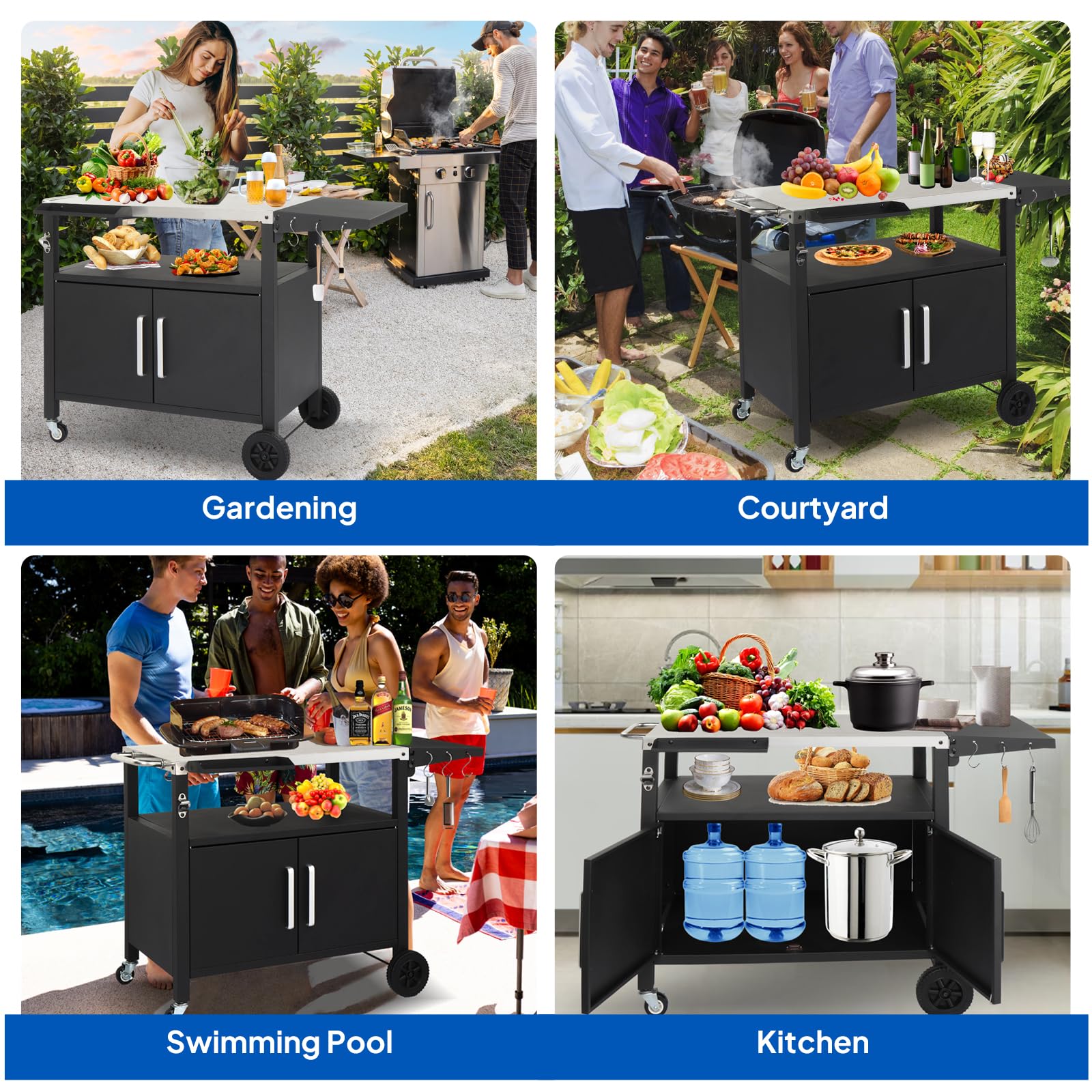 ROVSUN 44.5" Outdoor Grill Cart with Storage Cabinet