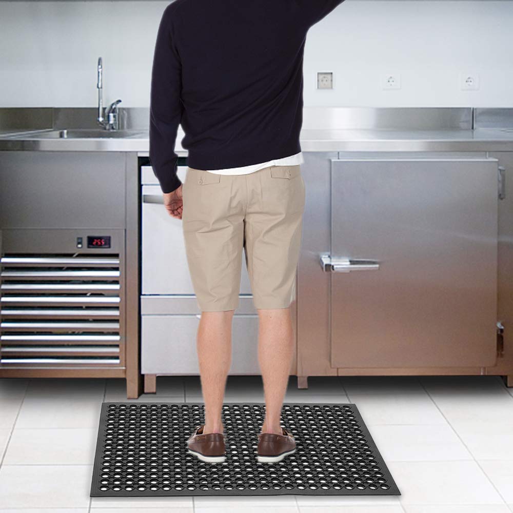 ROVSUN 24'' x 36''(2 x 3 FT) Rubber Floor Mat Anti-Fatigue Non-Slip with Holes