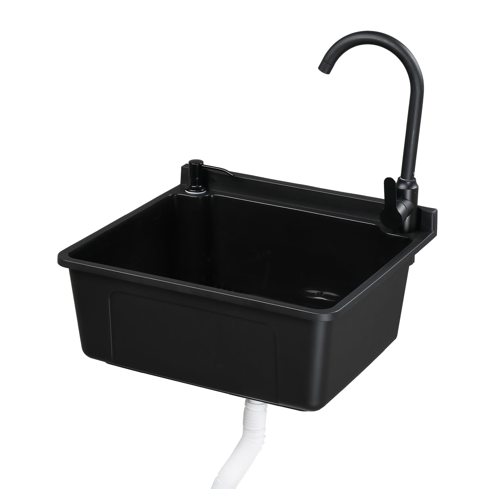 ROVSUN Plastic Wall-Mounted Utility Sink with Wall Bracket Black