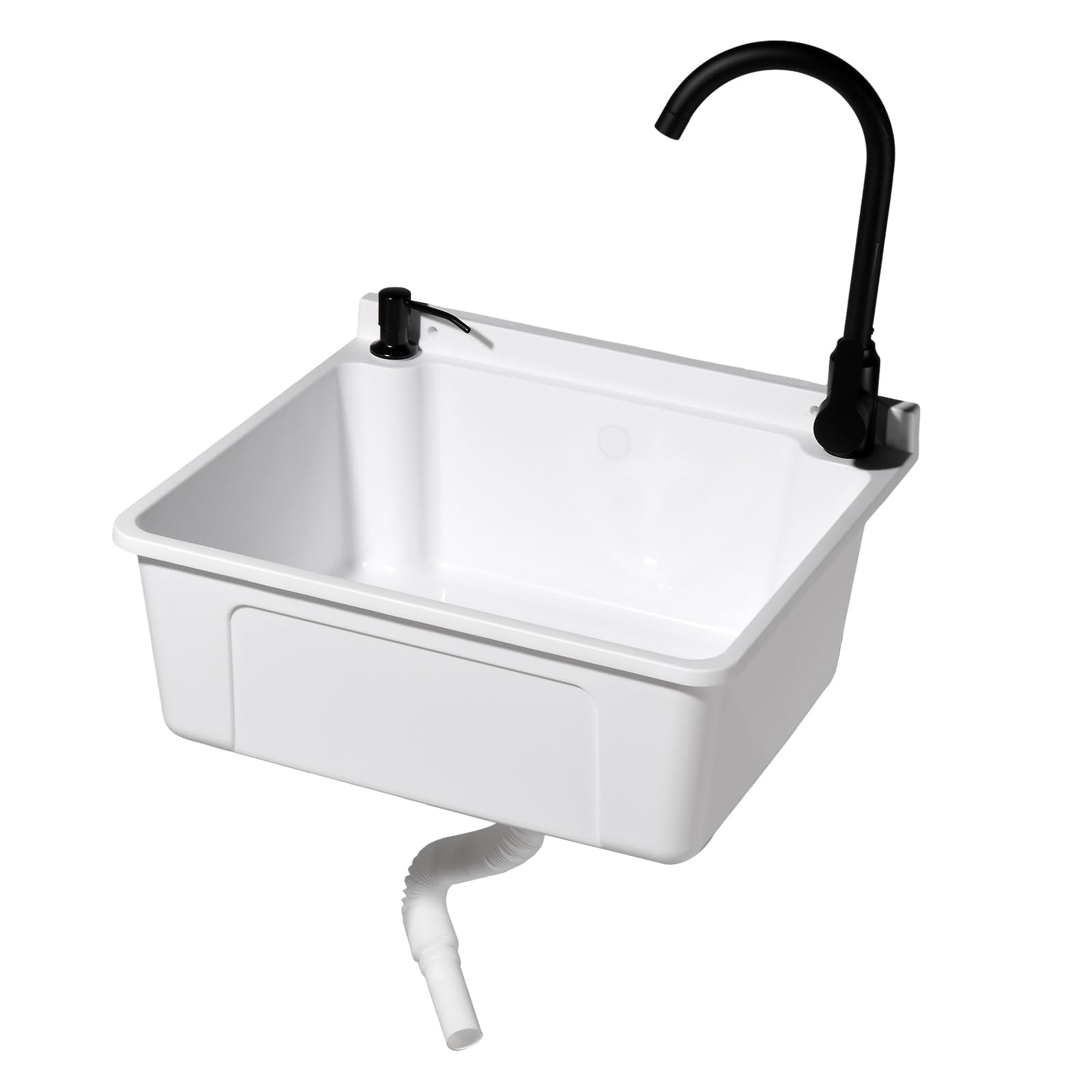 ROVSUN 20" Plastic Wall-Mounted Utility Sink with Wall Bracket White