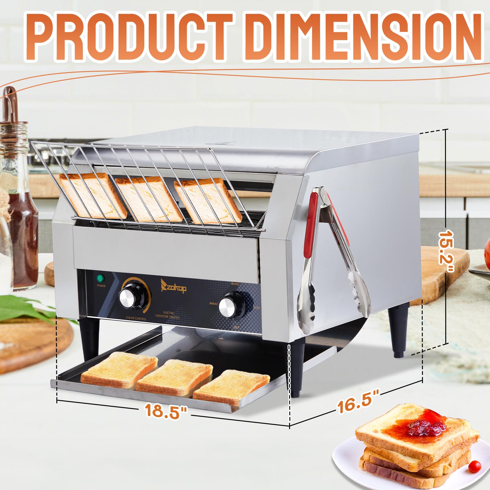 18.5" 1700W 110V Commercial Conveyor Toaster with 450 Slices/Hour