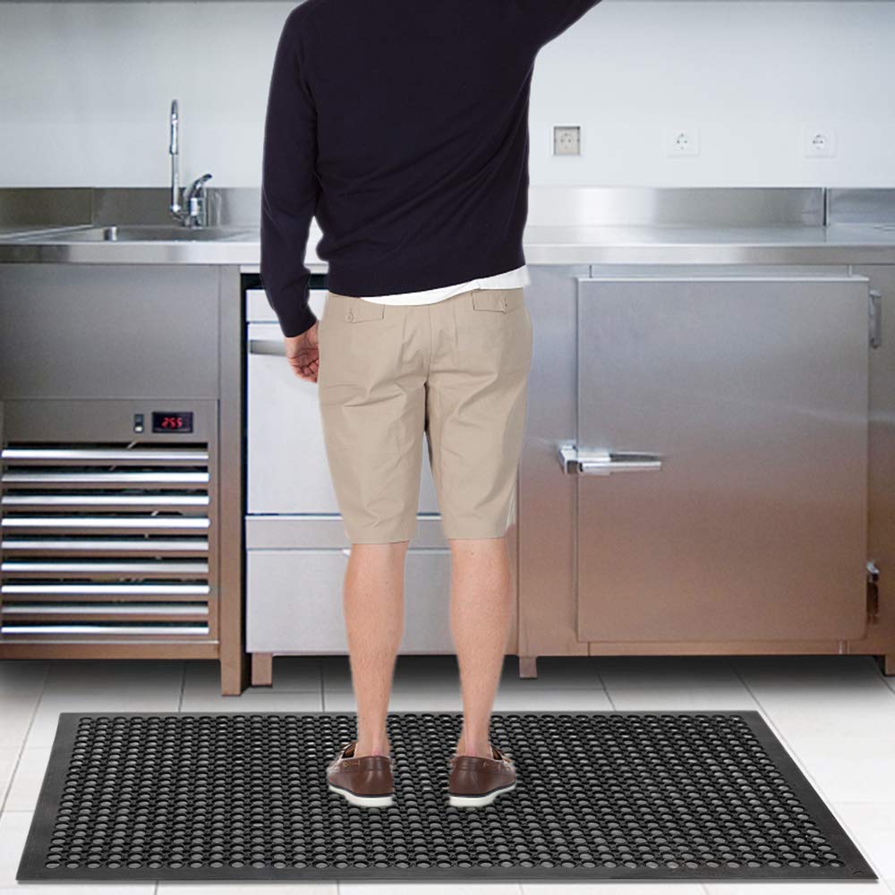 ROVSUN 36'' x 60''(3 x 5 FT) Rubber Floor Mat Anti-Fatigue Non-Slip with Holes