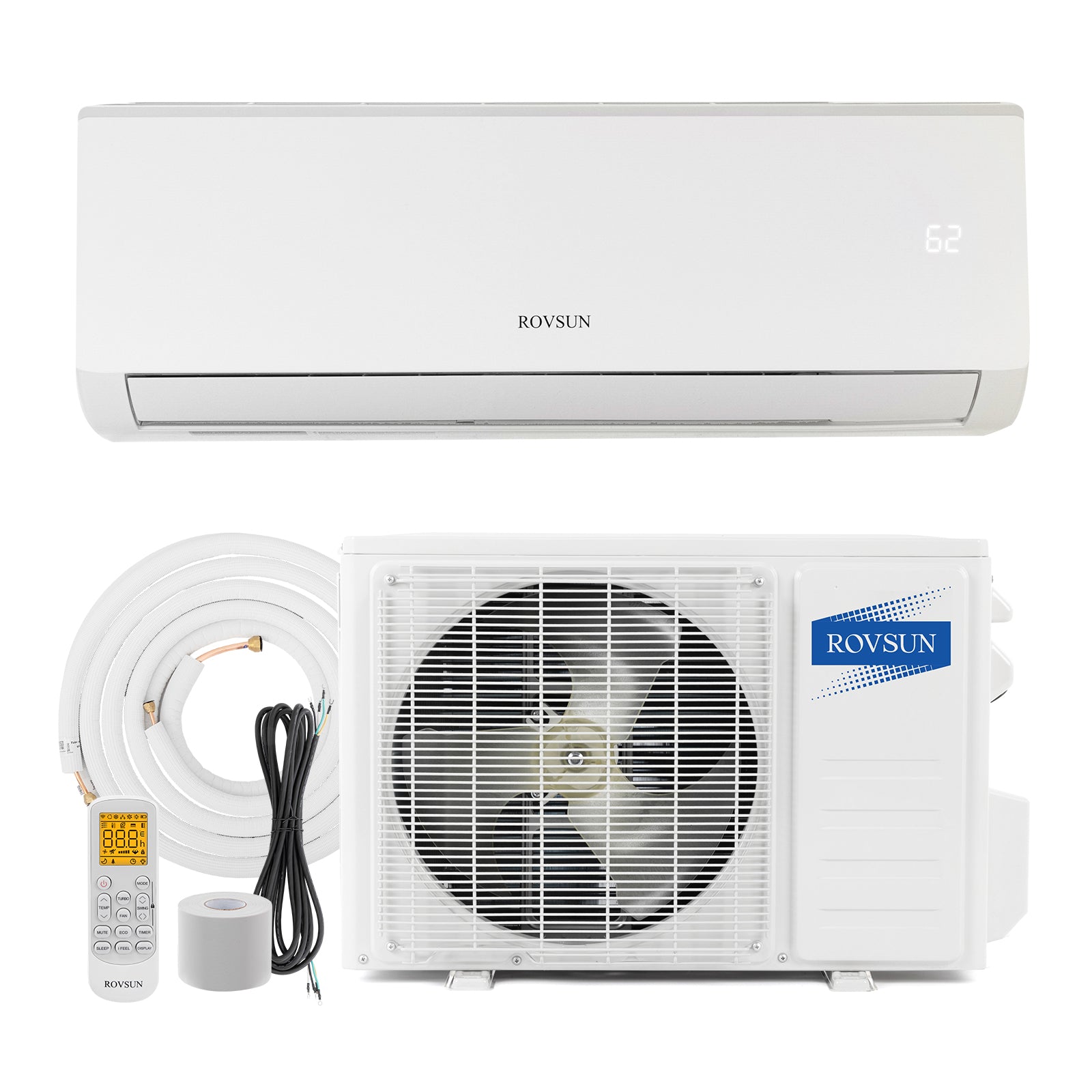 ROVSUN 9000 BTU 19 SEER2 115V Mini Split Air Conditioner with Heat Pump Ductless Inverter & Install Kit