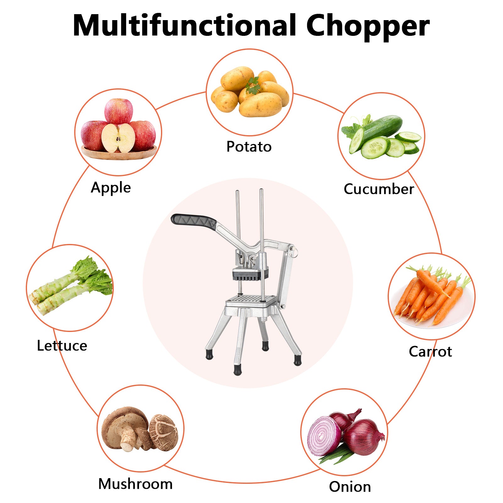 ROVSUN Commercial French Fry Cutter with 4 Sizes Blades