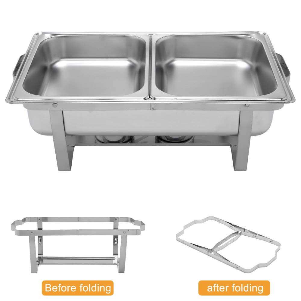 ROVSUN 8 QT Rectangle Chafing Dish Buffet Set with 2 Half Size Food Pans