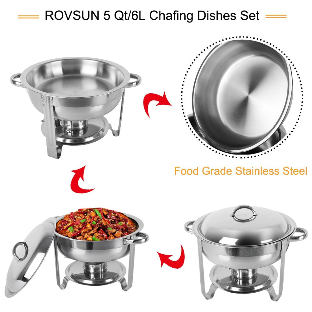 ROVSUN 5 QT Round Stainless Steel Chafing Dish Buffet Set