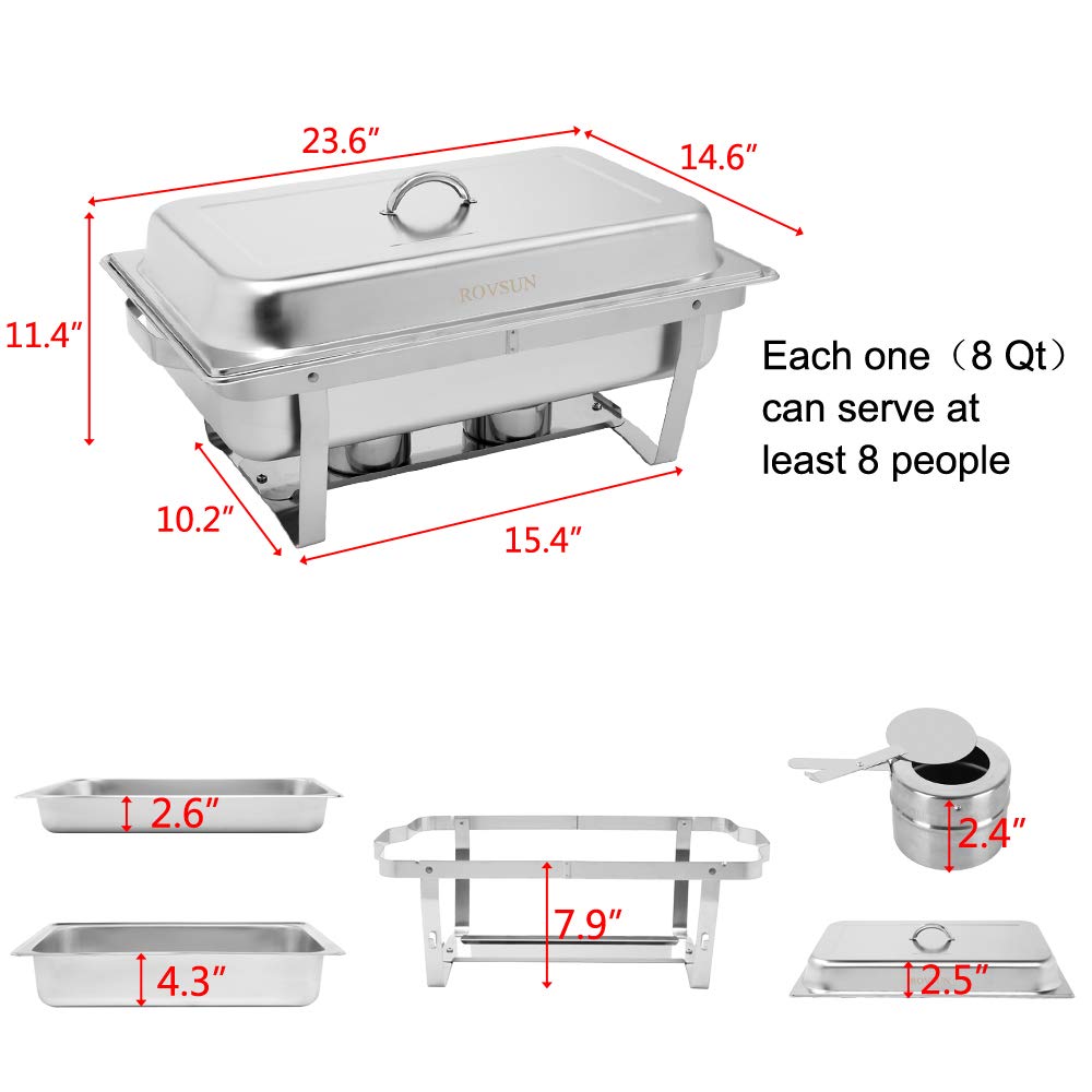 ROVSUN 8 QT Rectangular Chafing Dish Buffet Set with Full Size Pans