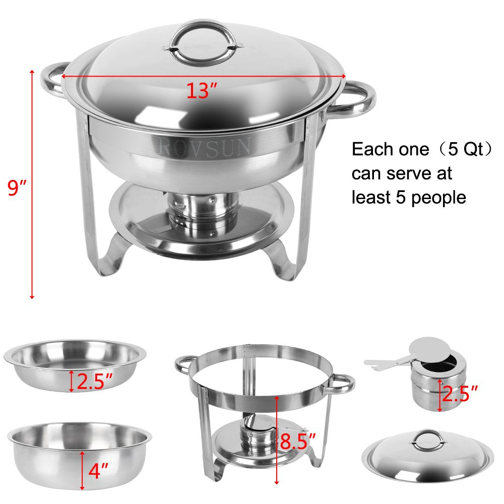 ROVSUN 5 QT Round Stainless Steel Chafing Dish Buffet Set