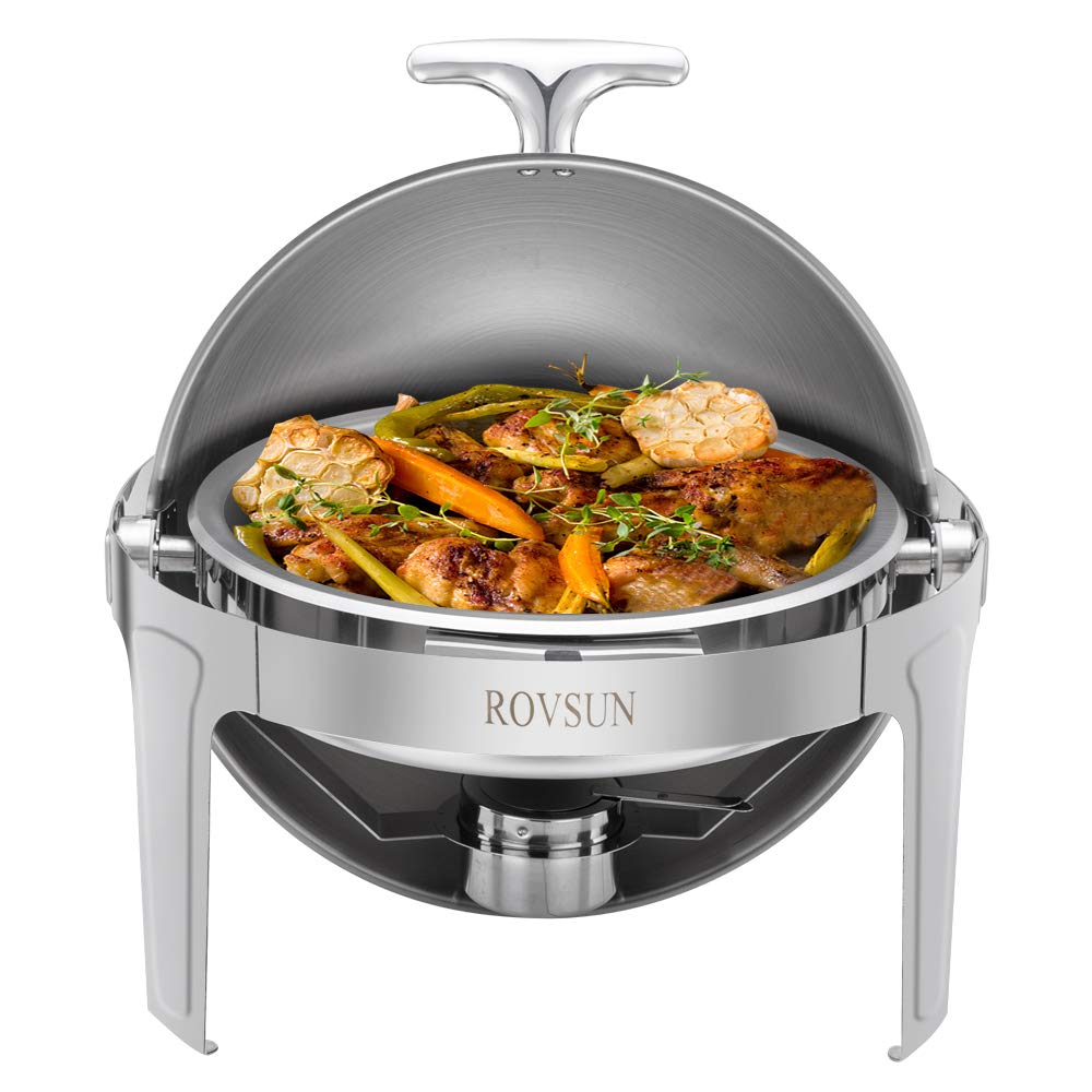 ROVSUN 6 QT Round Roll Top Stainless Steel Chafing Dish Buffet Set