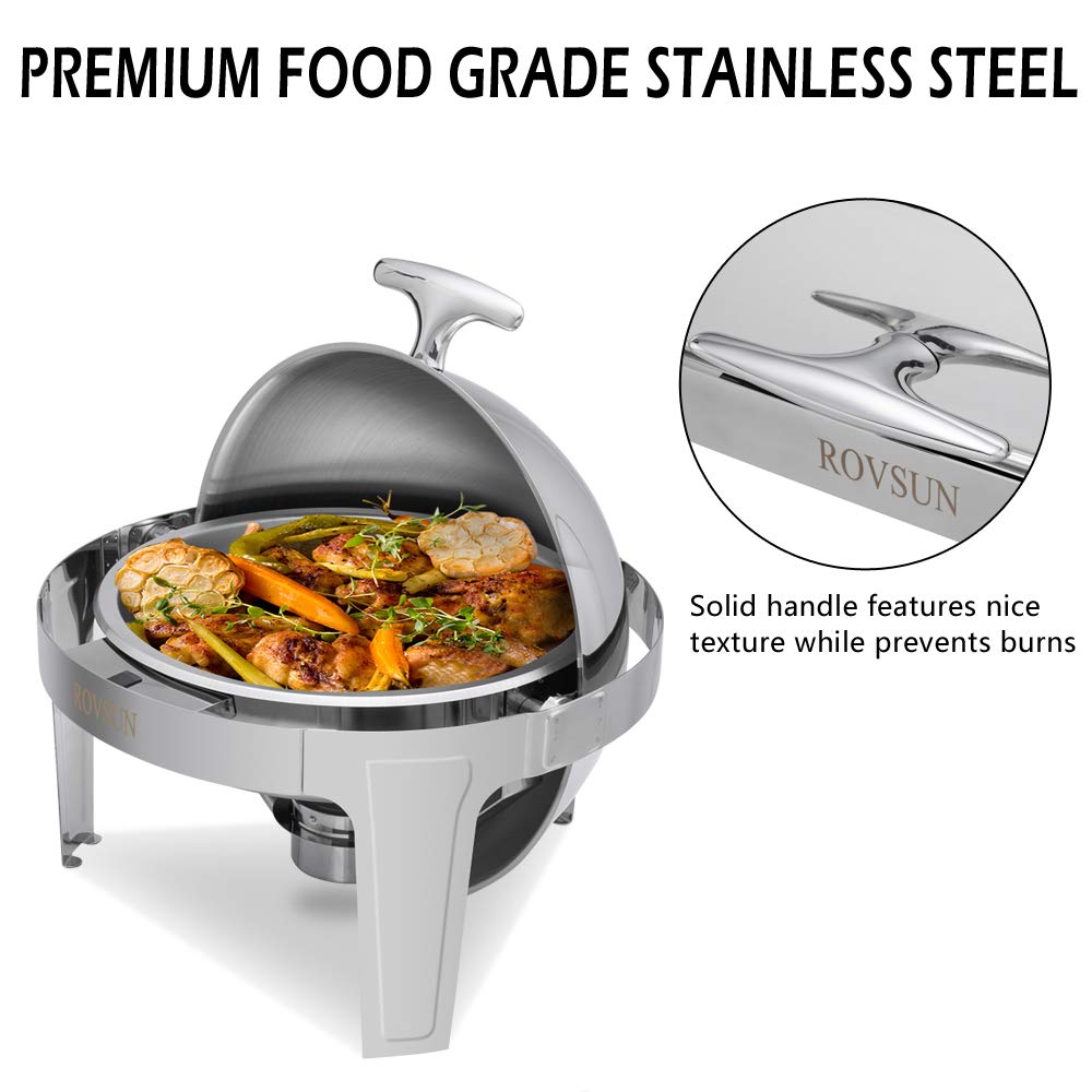 ROVSUN 6 QT Round Roll Top Stainless Steel Chafing Dish Buffet Set