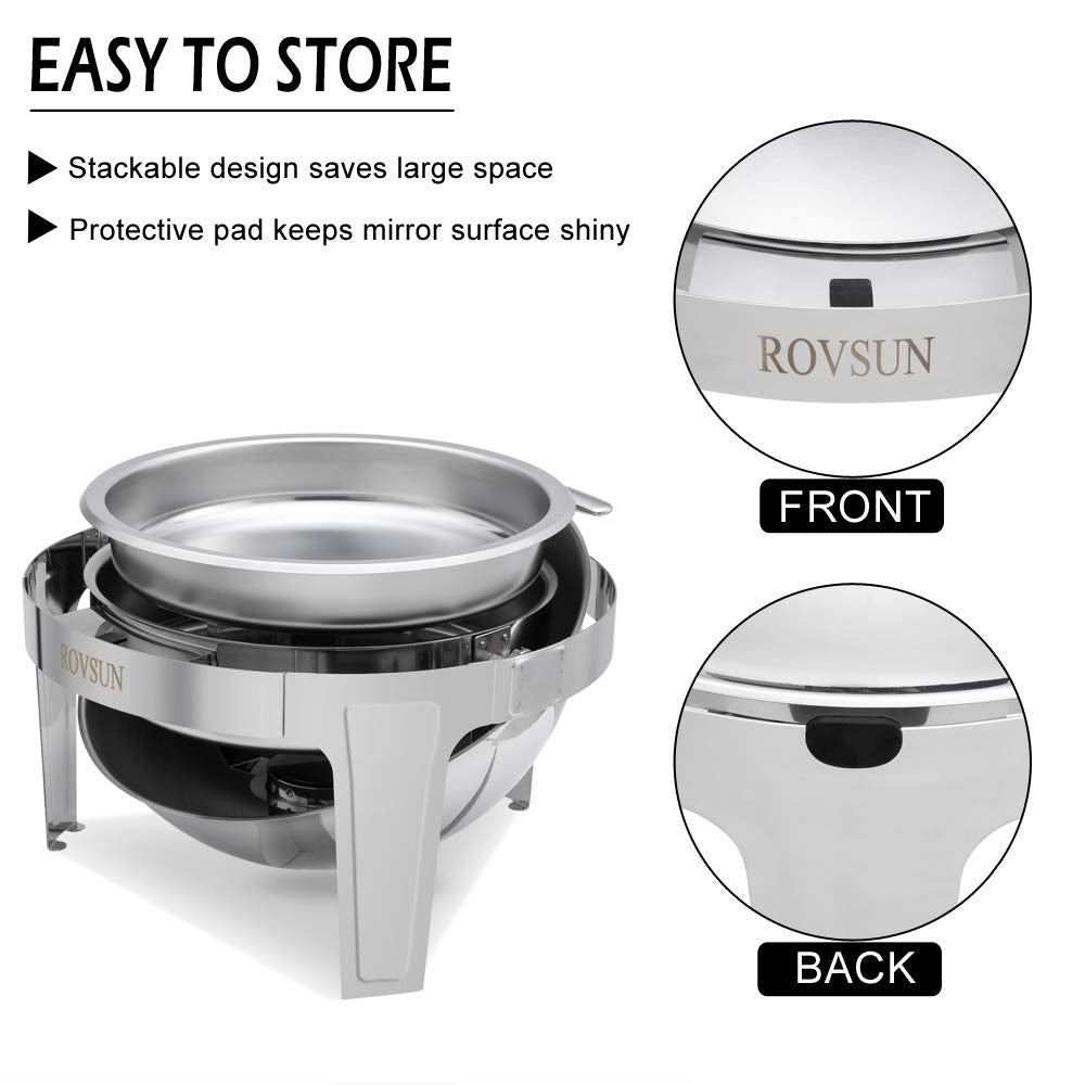 ROVSUN 6 QT Round Roll Top Stainless Steel Chafing Dish Buffet Set