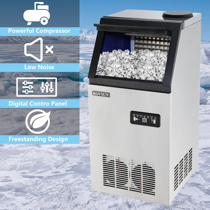 Bonnlo 110LBS/24H Freestanding Commercial Ice Maker Machine, 24lbs Storage  Bin, Ice Machine for Restaurant Bar Cafe Home Office, Includes Scoop 