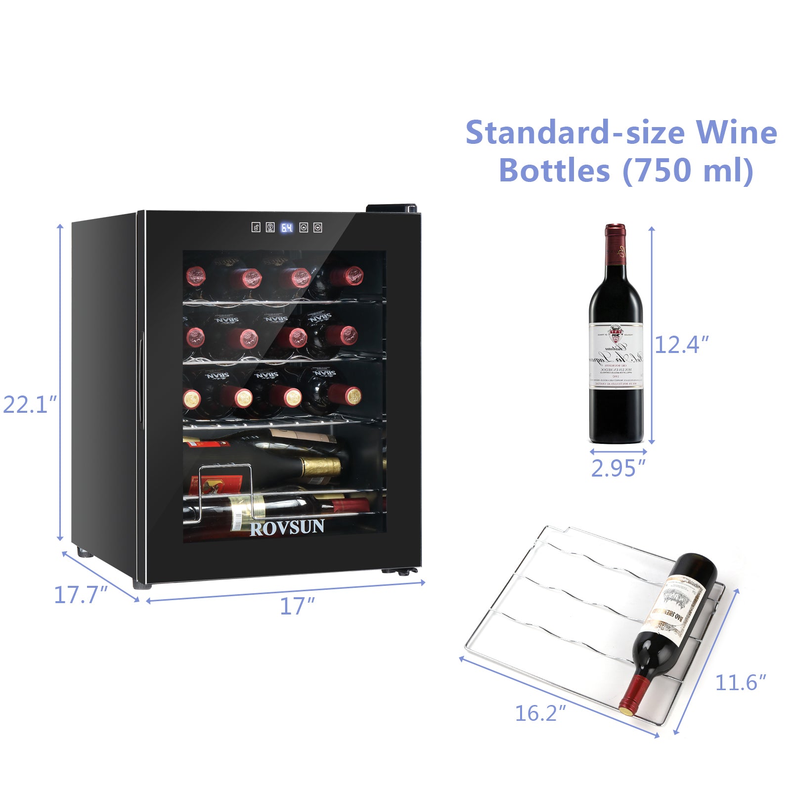 ROVSUN 16 Bottle Wine Cooler Fridge with Digital Temperature