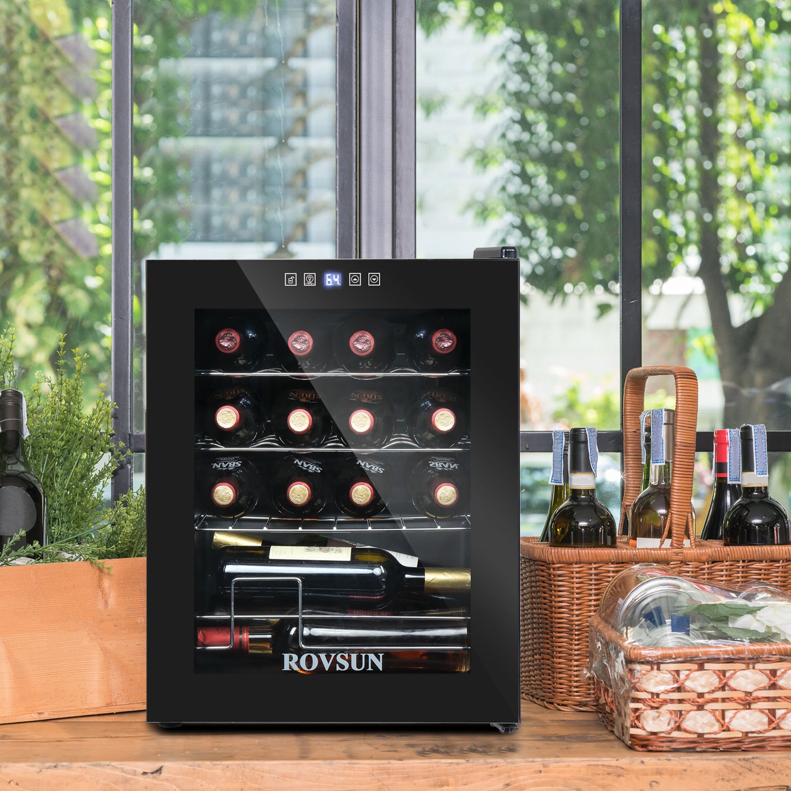 ROVSUN 16 Bottle Wine Cooler Fridge with Digital Temperature