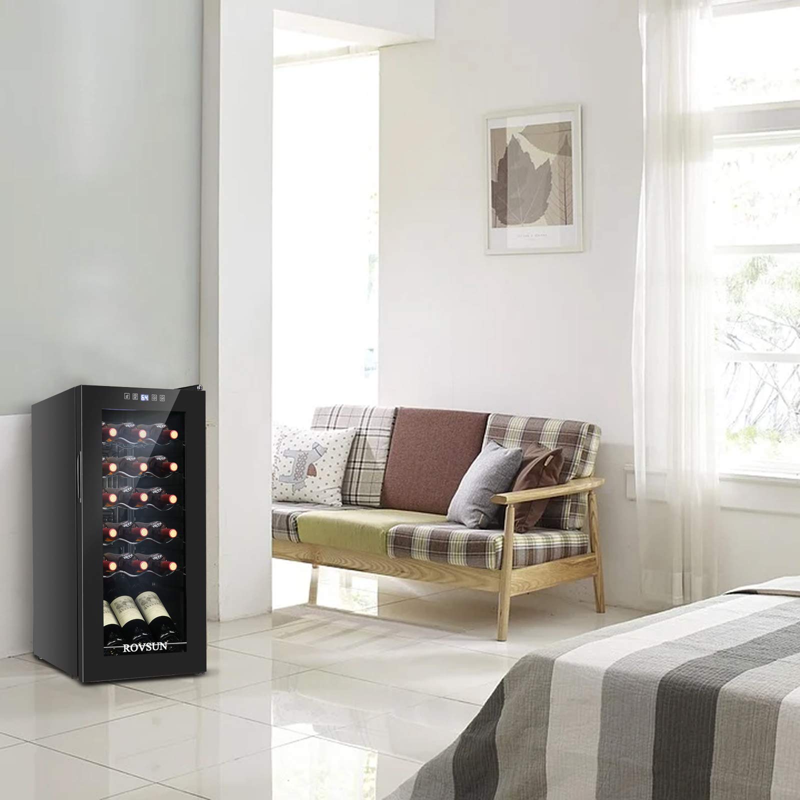 ROVSUN 18 Bottle Wine Cooler Fridge with Digital Temperature