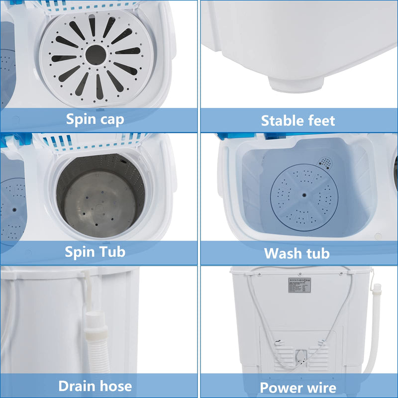ROVSUN 26lbs Portable Twin Tub Washing Machine Mini Compact Washer Bla